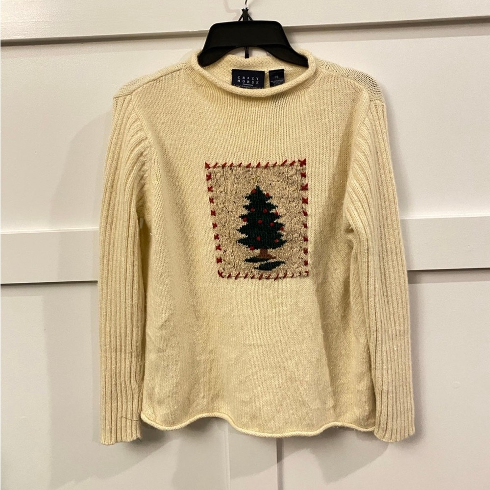 Vintage Crazy Horse Liz Claiborne‎ Cream Pullover Women’s Sweater Size SP